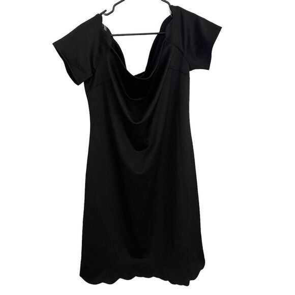 Monteau Black Short Sleeve Scallop trim Dress Sz 1X - Picture 1 of 8